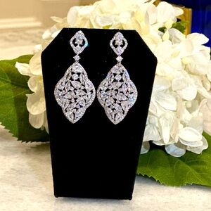 New glamorous & unique cubic zirconia dangle earrings made in Europe